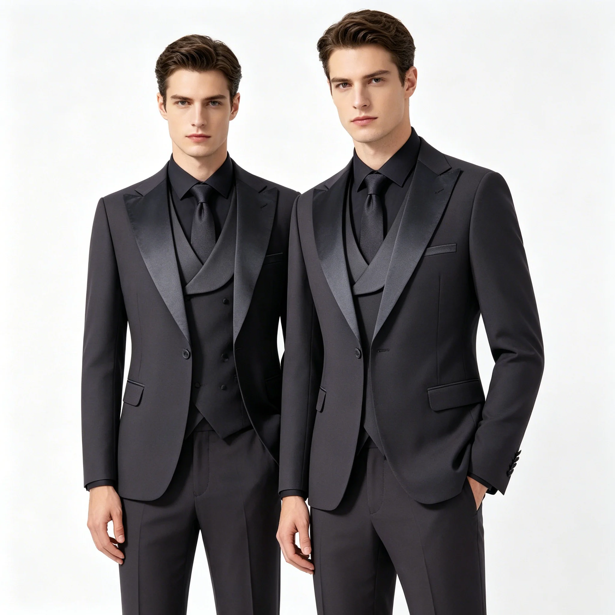 

Men's Slim Fit 3-Piece Suit, Formal Tuxedo Set for Daily Casual Wear, Wedding, Prom & Groom Outfits