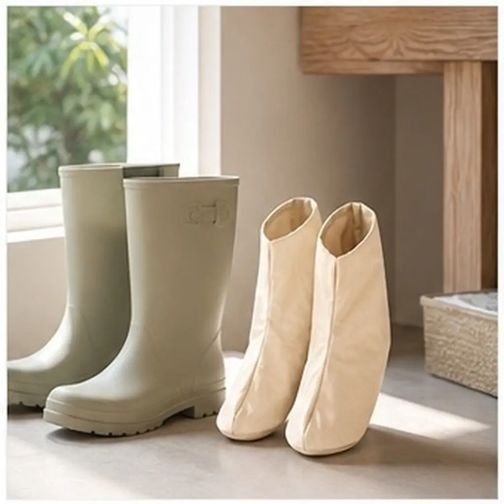 1Pair Labor Protection Socks Special Rain Boots Inner Cover Pure Cotton Breathable Sweat-Absorbent Lace-Up Foot Cover 26Cm