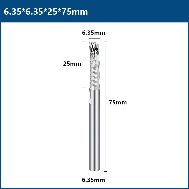 HAMPTON Down Cut Router Bit 1/4 Shank,1/4 Diameter,1\'\' Cutting Length Carbide End Mill,Single Flute Spiral CNC Milling Cutter