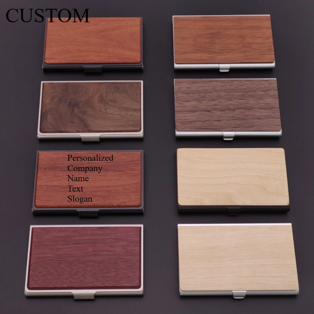 Hochwertige Holz-Metall Visitenkartenbox Maßgefertigter Walnuss-Clip Praktischer Kreditkartenhalter Personalisierter Clip Firmengeschenk – Detail 1