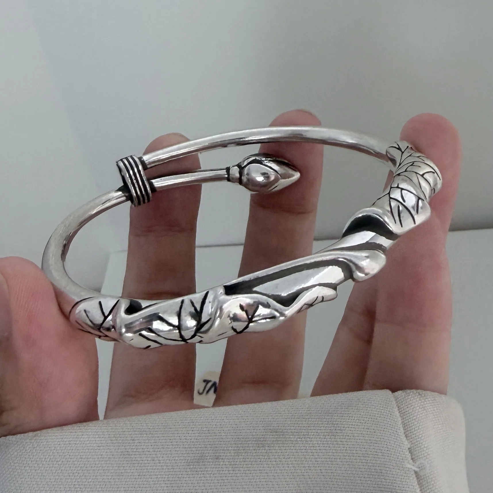 925 Sterling Silver Bracelets for Women Men String Accessories Retro Plant Pattern Pendant Party Jewelry Gift