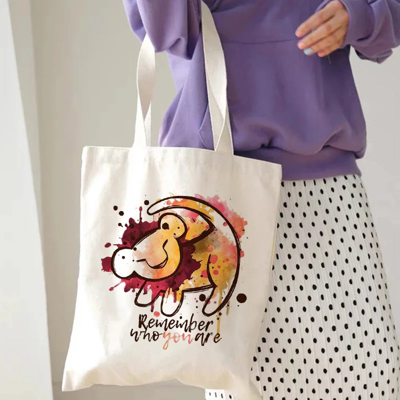 Kawaii Funny Disney The Lion King Tote Bag Canvas Shoulder Bag Eco Hakuna Matata Shopping Bag Women Tote Shopper Bag Female