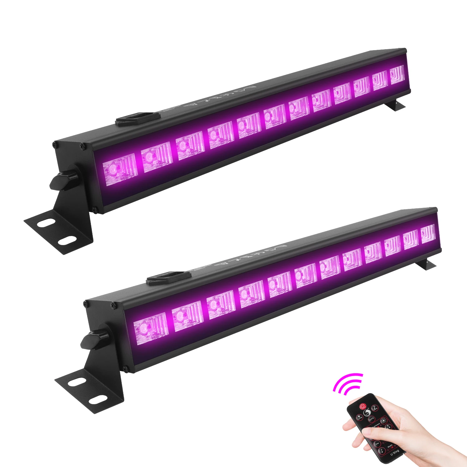 2 Pcs Long Strip UV Dark Party Effect Light DMX512 Wall Washer Lamp Strip Black Light Bar for Halloween Celebration Nightclub