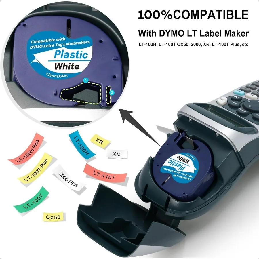 DYMO 레트라태그 호환 테이프 5팩, DYMO 라벨 메이커 리필용 교체품, 91331 91332 91333 91334 91335 컬러 P