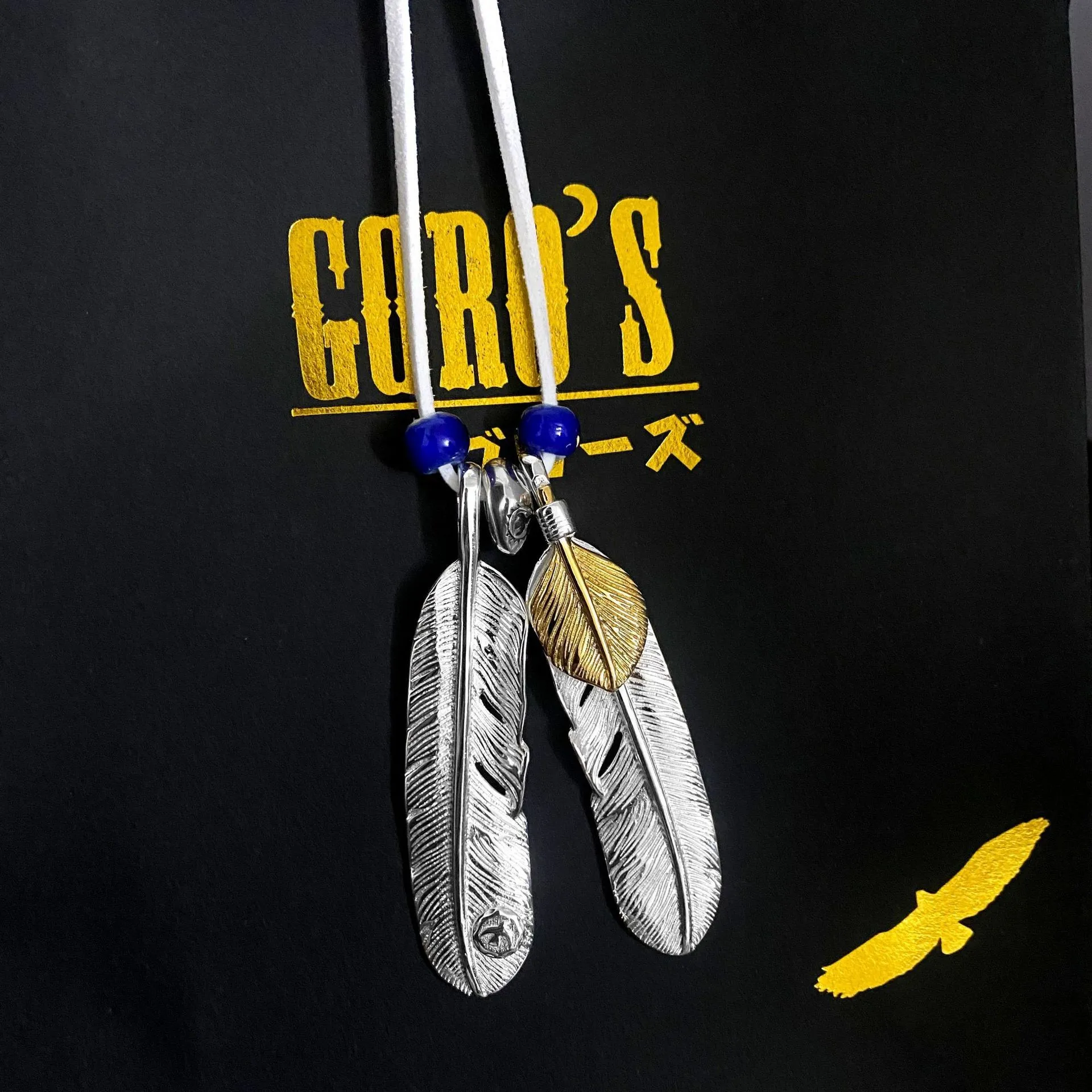 

25SS top quality goro's gold plated leaf feather leather cord fashion necklace premium ins men's and women's models versatile