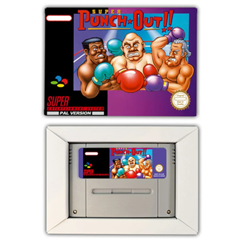 بطاقة لعبة سوبر لكمة خارج آر بي جي ، وحدات تحكم لعبة 16 بت مع صندوق البيع بالتجزئة ، SNES ، EUR ، PAL ، USA ، NTSC