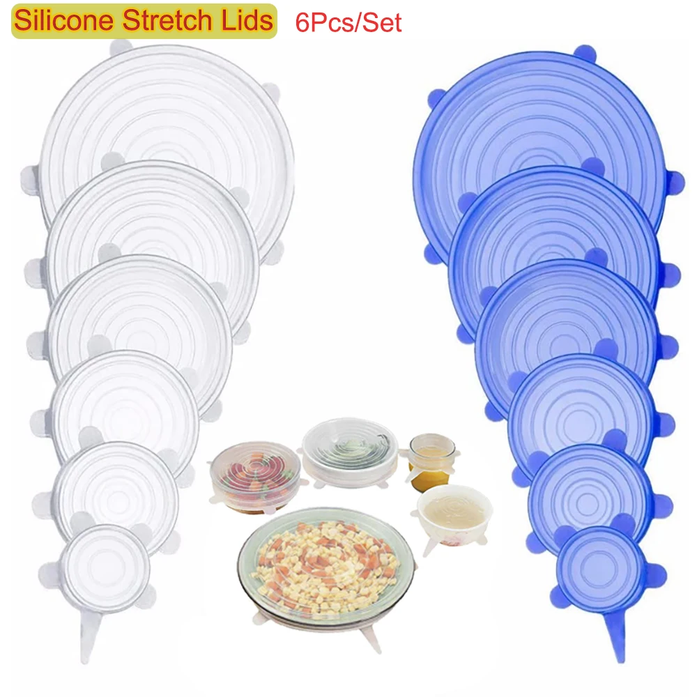 

6Pcs/Set Kitchen Silicone Utensils Silicone Bowl Covers Stretch Bowl Cover Refrigerator Microwave Sealed Silicone Lid for Food