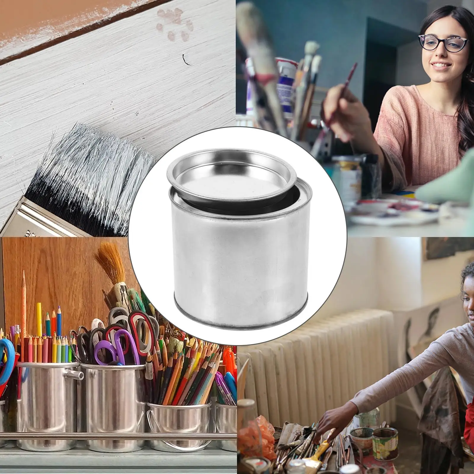 6pcs Small Airtight Paint Can Durable Iron Material Empty Tins for Ink Storage Home Factory Use Paint Container