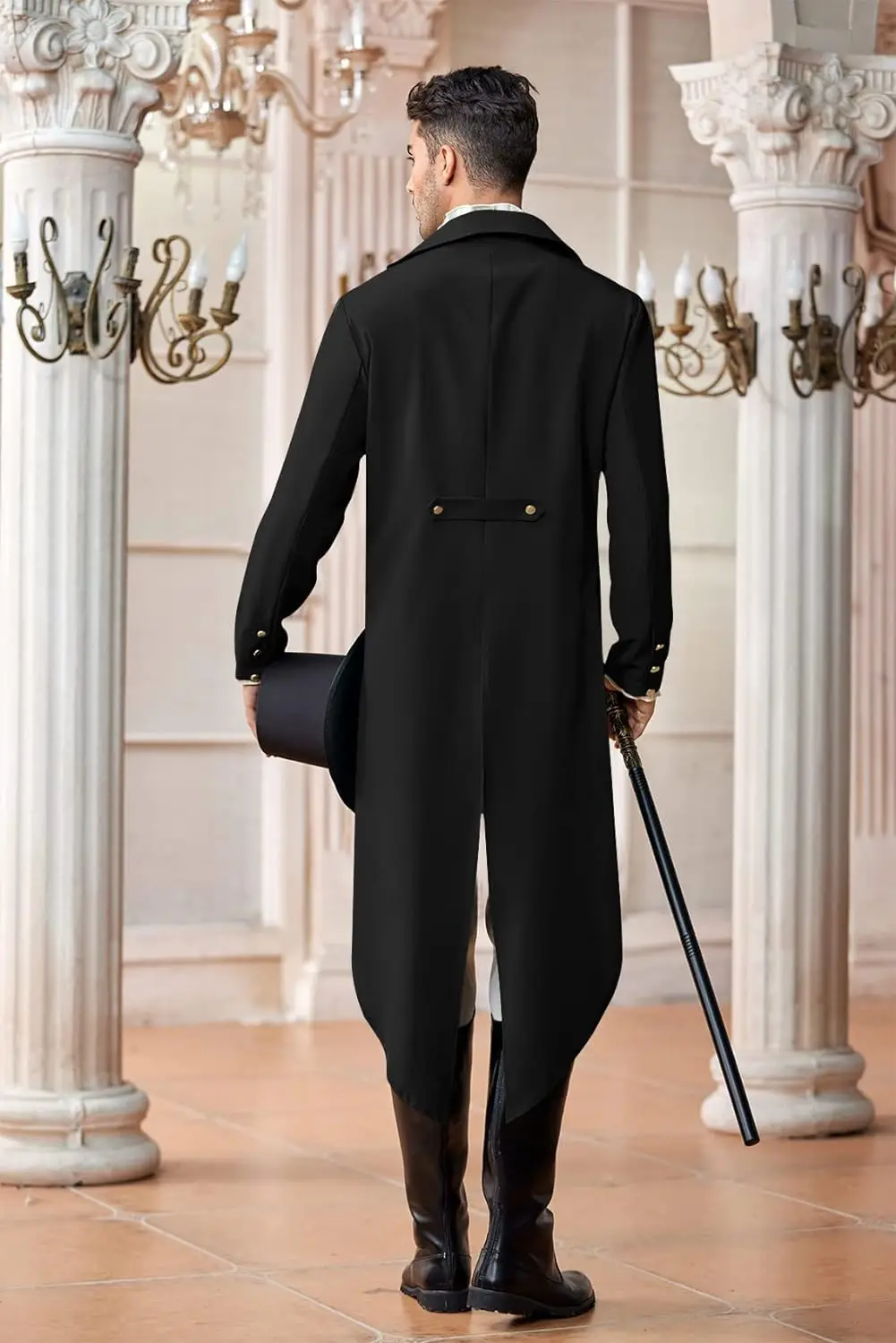 Mens Steampunk Gothic Jacket Victorian Tailcoat Vintage Halloween Costume Tuxedo Coat Uniform view 5