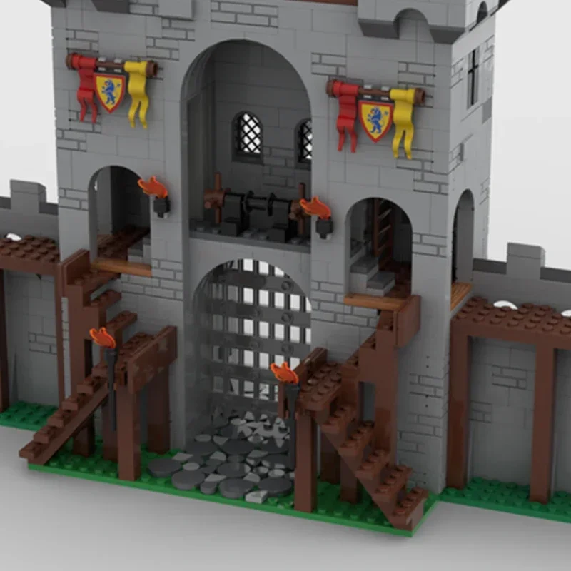 Moc blocos de construção modelo de castelo modular portão de leão tijolos técnicos diy montagem brinquedos de construção para crianças presentes de feriado