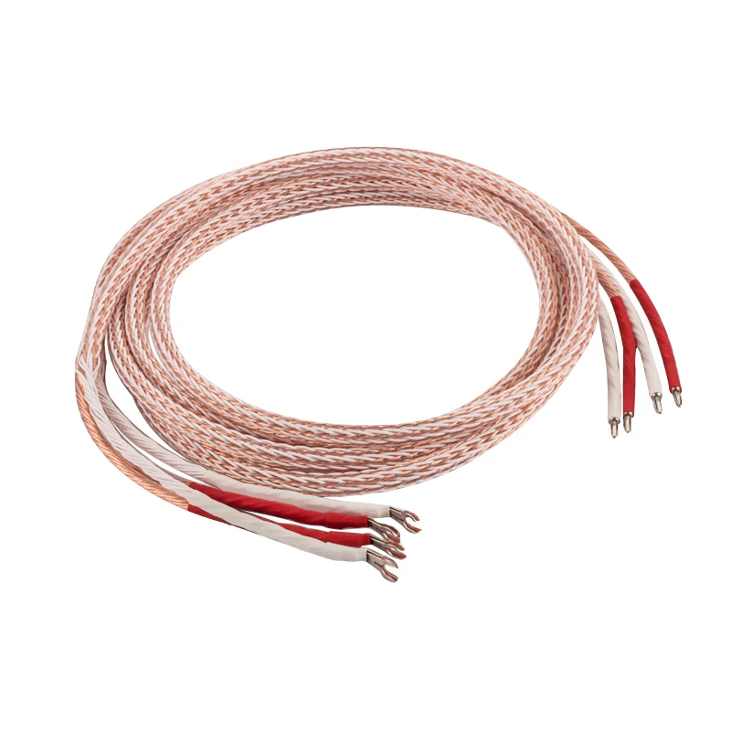 

Hi-End 1.5m Audio Speaker Cable Cord Wire Rhodium Plated Y Spade Banana Plug 12TC 24 Core OFC Pure Copper Video Car HDTV Speakon