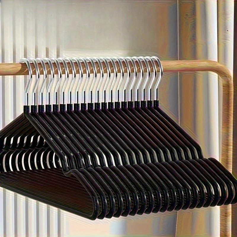 Non Slip Plastic Coated Metal Clothes Hangers, Heavy Duty Garment Hanger with Notches, Space Saving Clothing Hangers for Closet