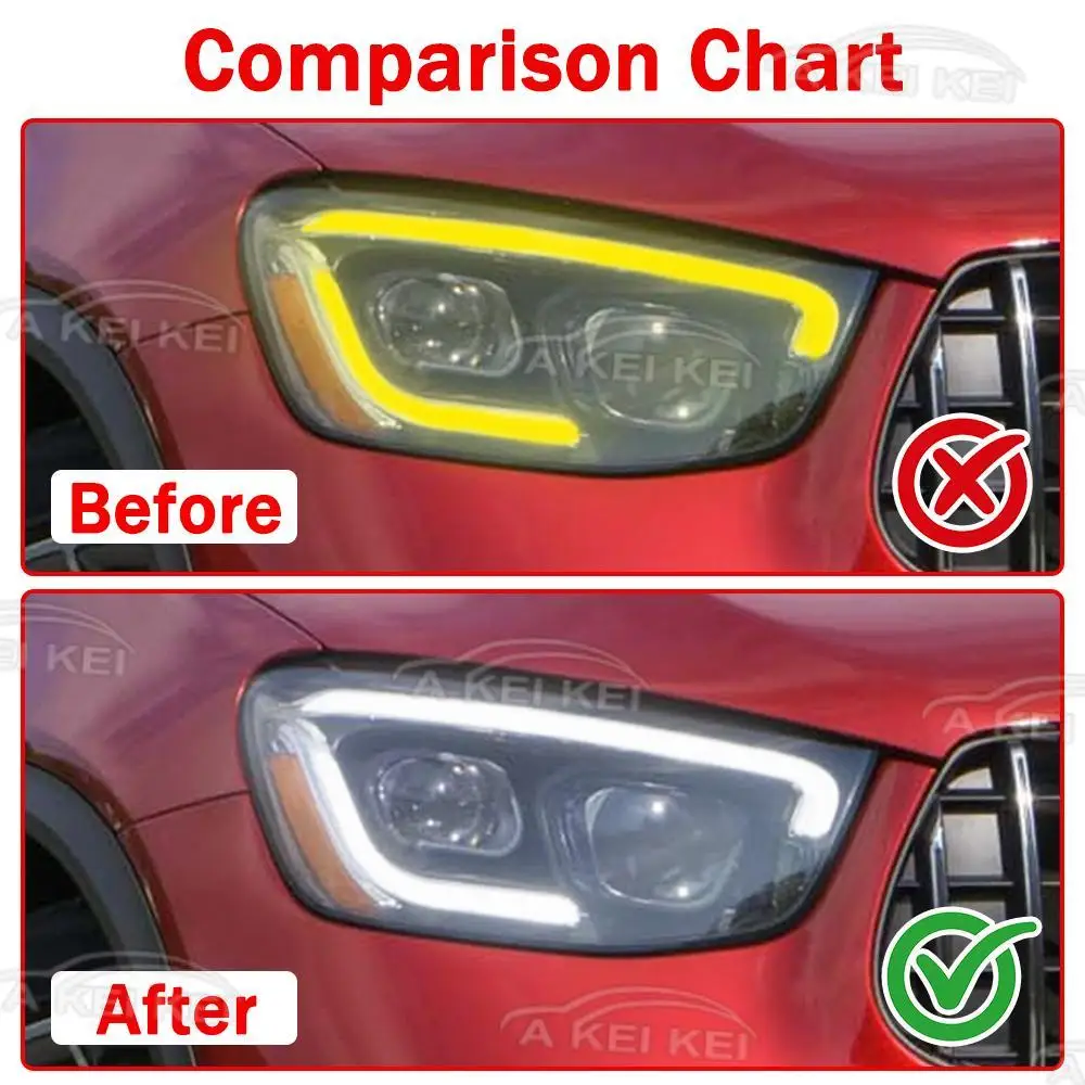 US Version For Mercedes-Benz W253 GLC 2019-2023 DRL Car Headlight Light Guide DRL Tube&Circuit Board Light Source Chip Module