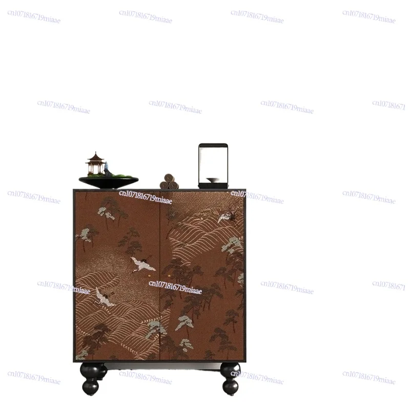 

Chinese retro style solid wood shoe cabinet, small narrow door multi-layer storage cabinet