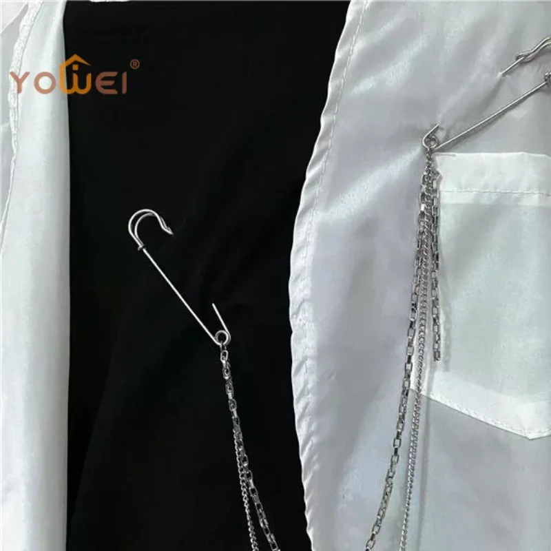

New Punk Double Layered Pants Chain With Brooch Pin For Women Men Hip Hop Waist Chain Dress Jewelry Gothic Rock Accessories