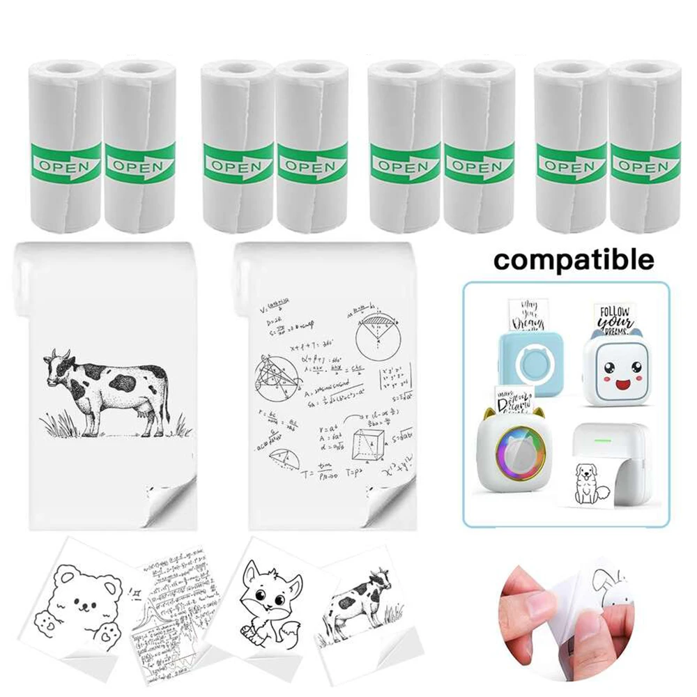 5/10/20 Rolls Mini Self-Adhesive Printer Sticker Paper for Photo Checklist Notes Refill Pocket Photo Printing Label 57*25MM