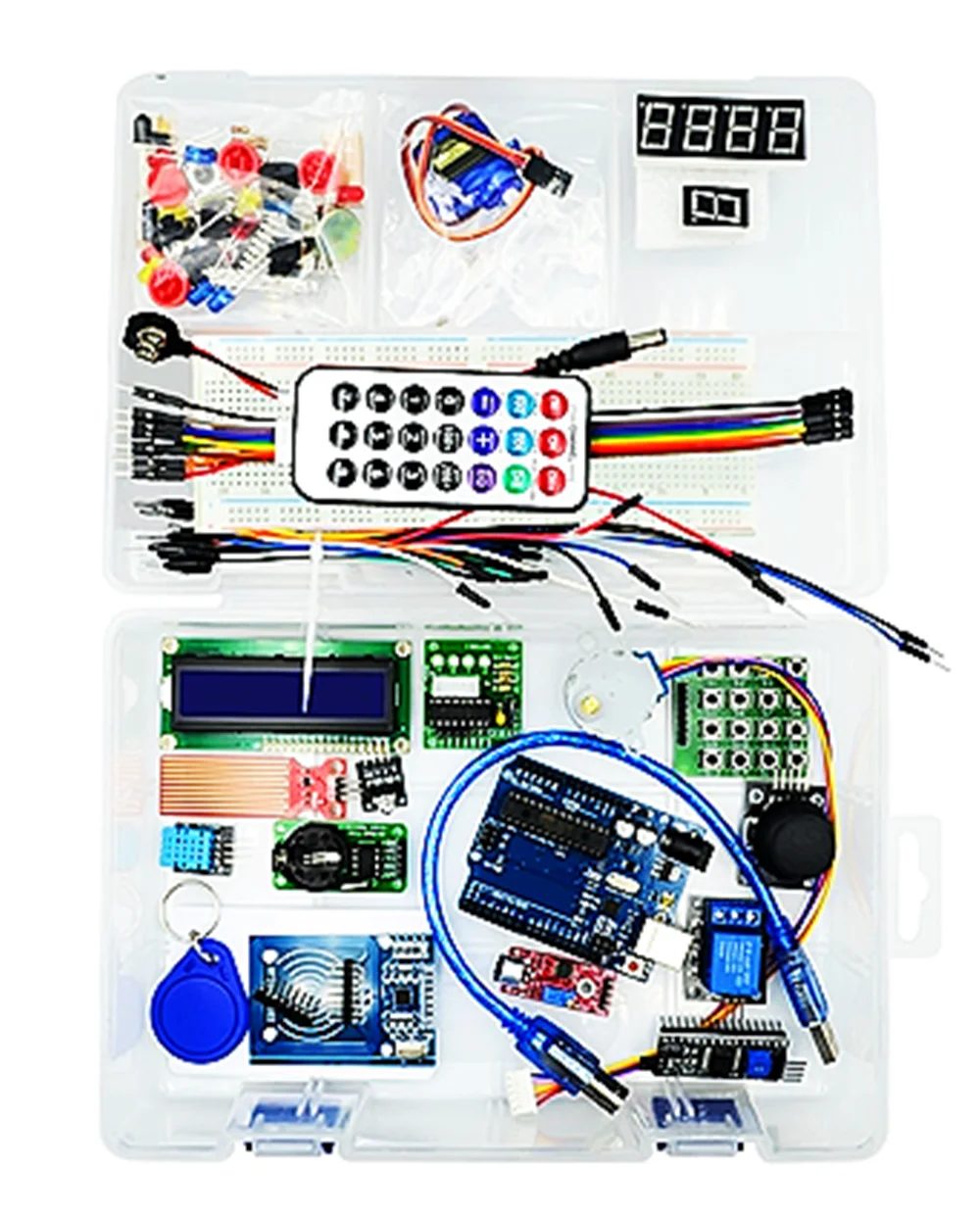 Suitable for UNO R3 Development Board RFID Upgraded Beginner's Learning Kit Stepper Motor Learning Official Edition Plastic Box