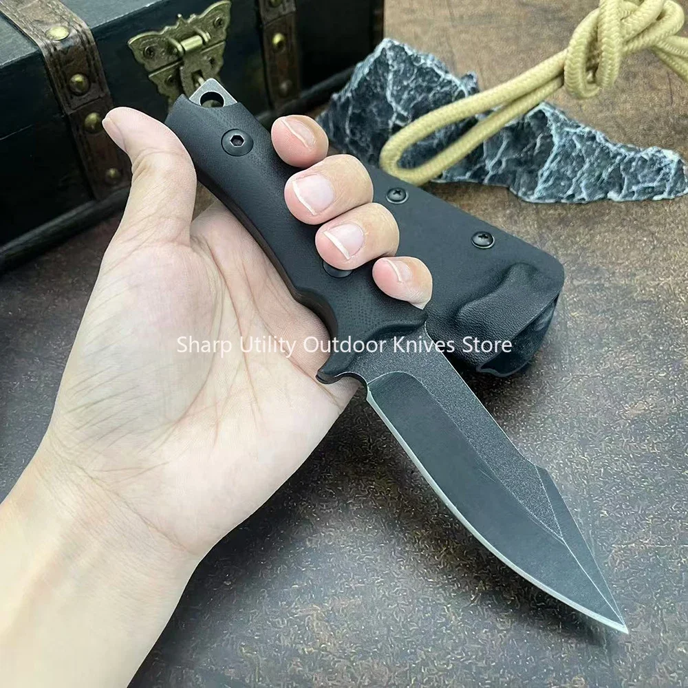 

Многофункциональный нож для самообороны Stonewashed 8Cr13Mov с ножнами из кайдекса, тактический нож для бушкрафта с фиксированным лезвием высокой твердости