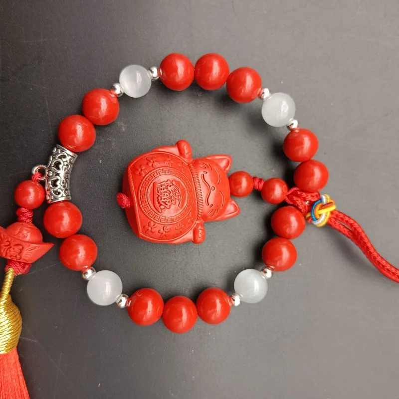sand car bag hanging lucky hand-made eye stitching red tassel festive pendant image 3