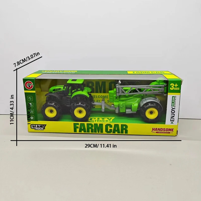 Children's inertia farmer's car with bucket tractor boy's harvester baby water spray car kidsren's wood tractor boxed gift