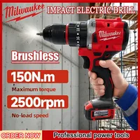 Milwaukee Small Electric Drill 150N.m brushless Cordless Impact Drill of Decoration Team Uses For 18V Battery Power Tool