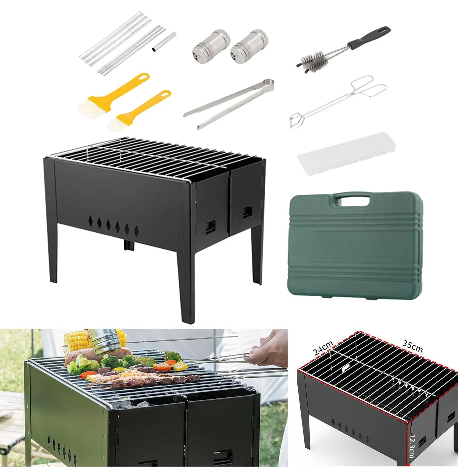 BBQ Grill with Tool Box Outdoor Camping Grill for Travel Backpacking Outdoor