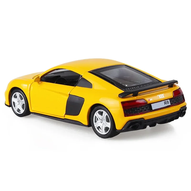 1:36 rmz modelo de carro diecasts & veículos de brinquedo r8 liga de metal simulação carro esportivo puxar para trás brinquedos para crianças presentes de aniversário