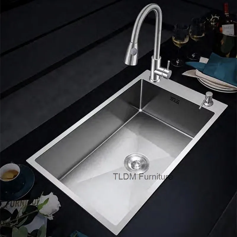 

304 Stainless Steel Kitchen Sink For Single Slot Handmade Narrow Thicken Do The Washing Up Kitchen Sink Bowlpool N