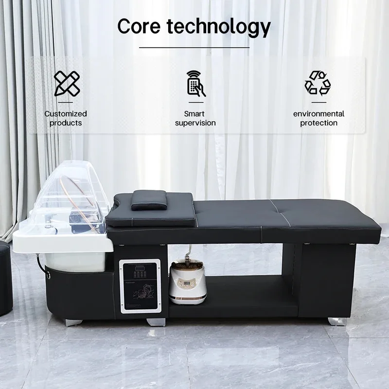 Japanese Head Spa Shampoo Bed Water Circulation Fumigation Therapy Hair Washing Massage Table for Salon Hair Beauty Equipment