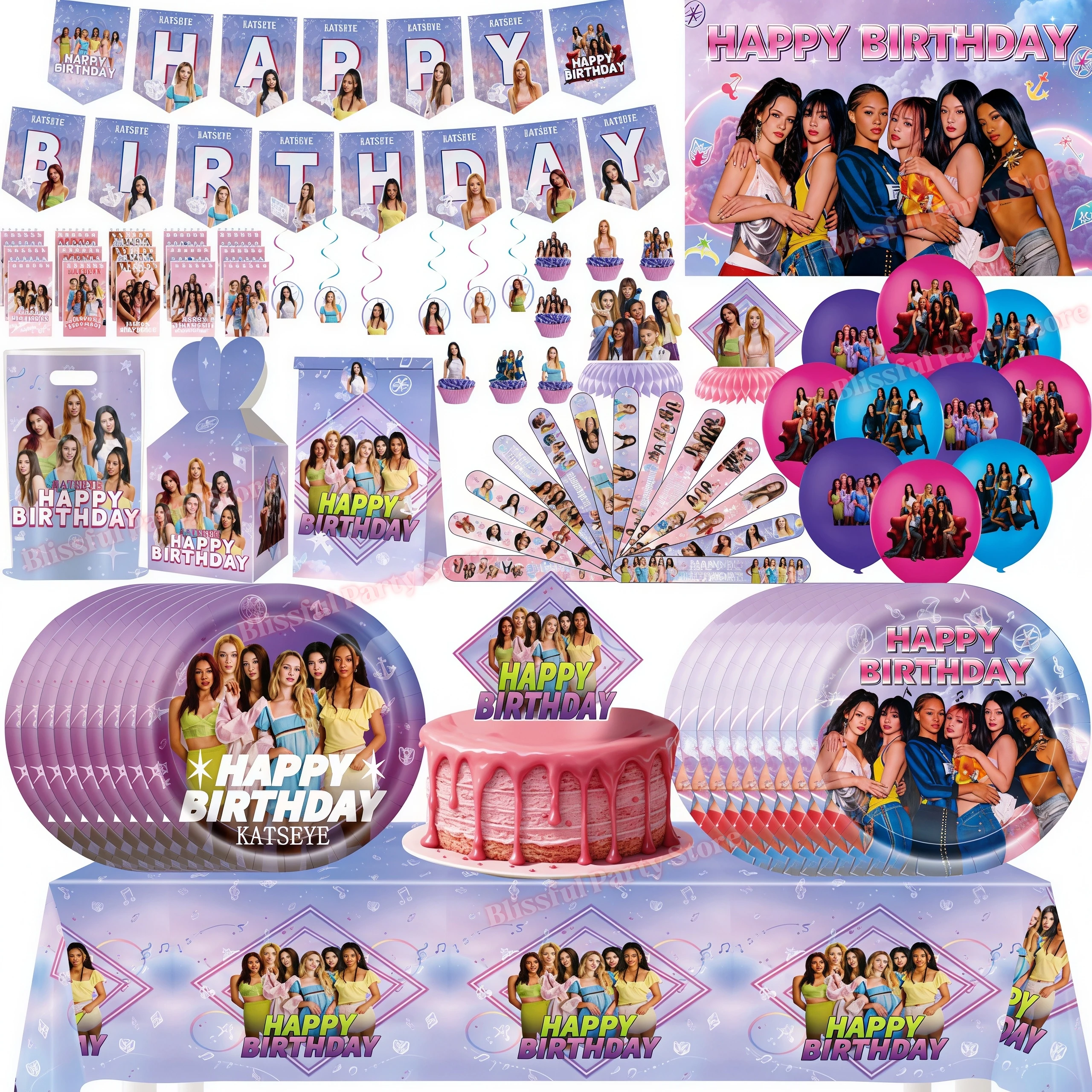 Idol K&Katseye Birthday Party Decoration Plate Cup Napkin Balloon for Kpop Girl Party Favor Baby Shower Event Supplies Fans Gift