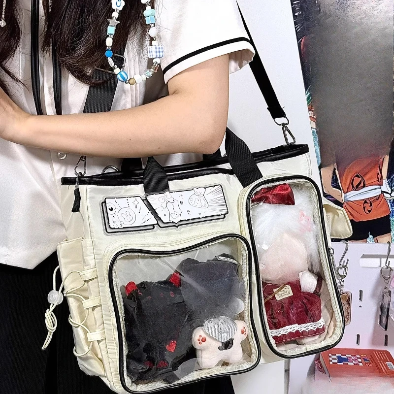 

Patchwork Contrast Color Women Preppy Shoulder Underarm Bag Transparent Ins Crossbody Handbags Fashion Ita Bags Kawaii Backpacks