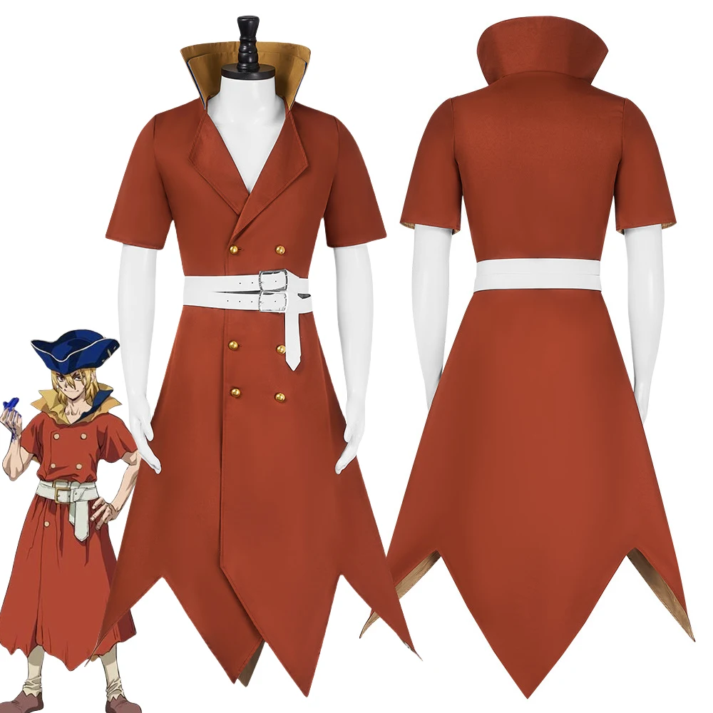 

Anime Dr.STONE Nanami Ryusui Cosplay Costume Adult Men Coat Hat Set Overcoat Uniform Halloween Clothes Outfit