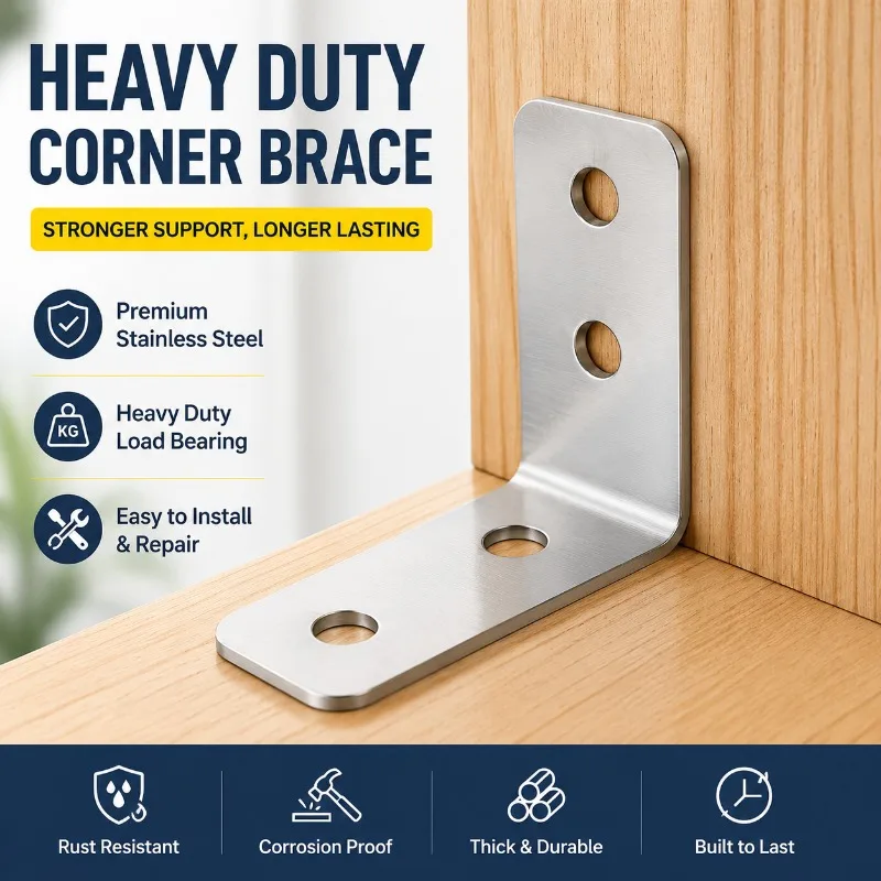 L&T‑shaped Stainless‑steel Table‑chair Fastening Corner‑bracket Triangular Support Stand Iron‑sheet Corner‑joint Fitting Sturdy