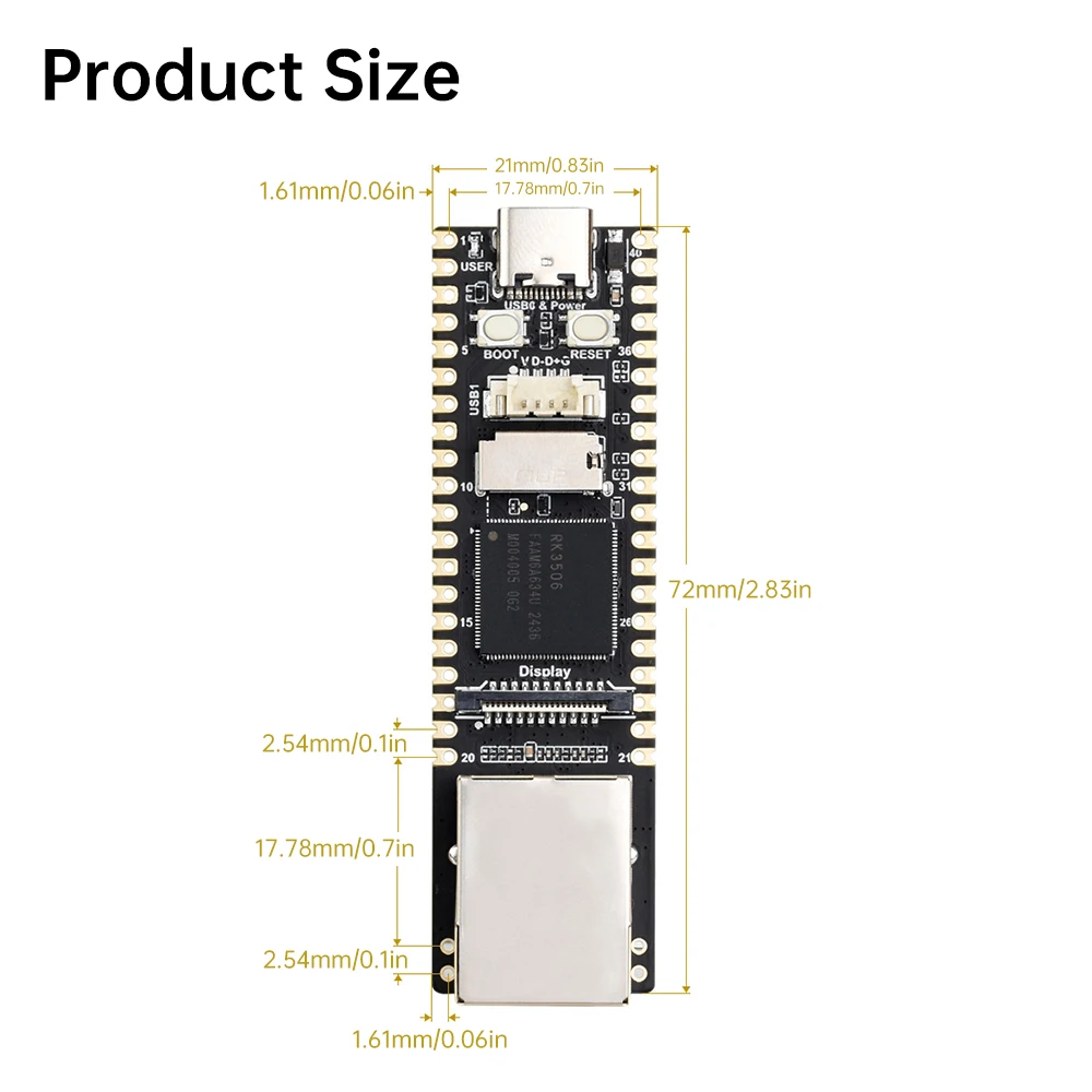 Luckfox Lyra Plus Flash-Boot RJ45 ETH versión RK3506G2 Rockchip Linux placa RK3506 para pantalla MIPI/DSI Cortex-A7