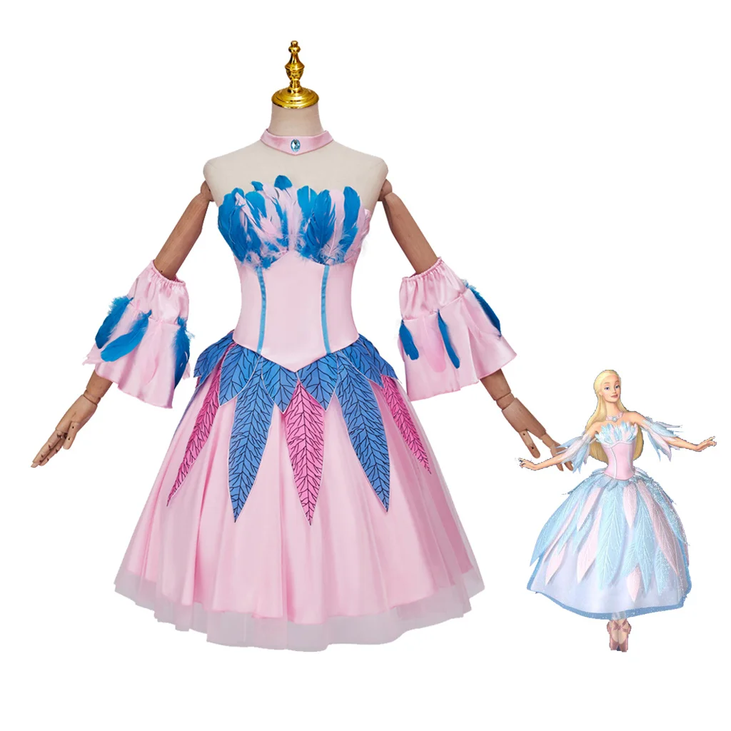 

Adult Women Fairy Tale Princess Cosplay Ball Gown Millicent Roberts Costume Feather Dress Set Halloween Party Princess Costumes