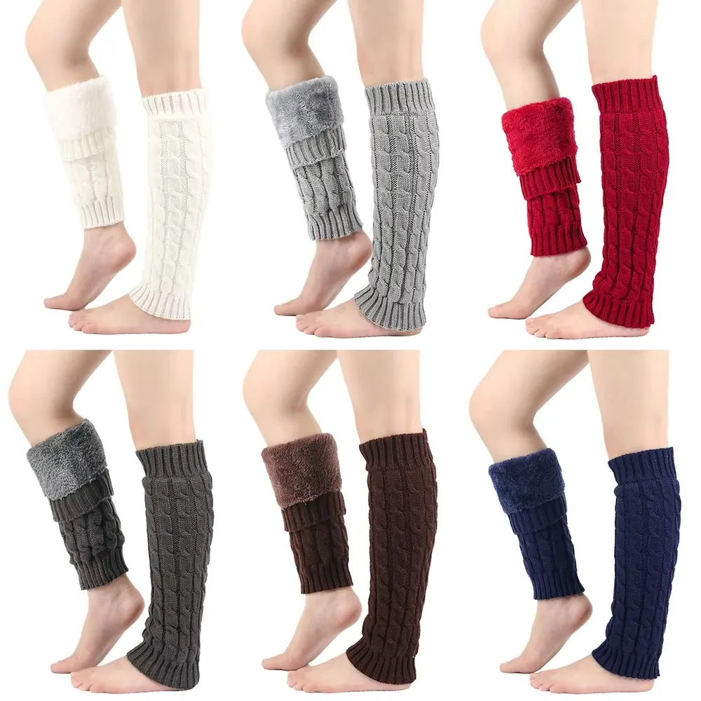 

Y2k Knitting Women Leg Warmers Twist Pattern Double-Layered Winter Boot Socks Knee High Thicken Warm Foot Covers Ankle Warmer