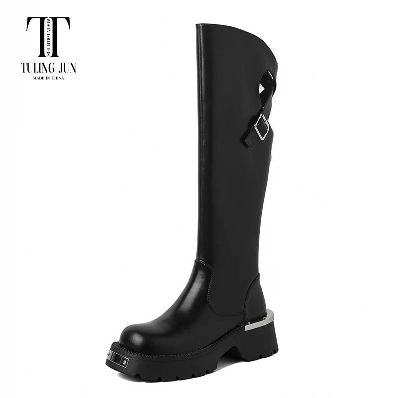 TULING JUN2023 Autumn Winter Hollow Out Women's Boots Rounded Toe Medium Heel Thick Ground Fashion Daily Shoes For Women L