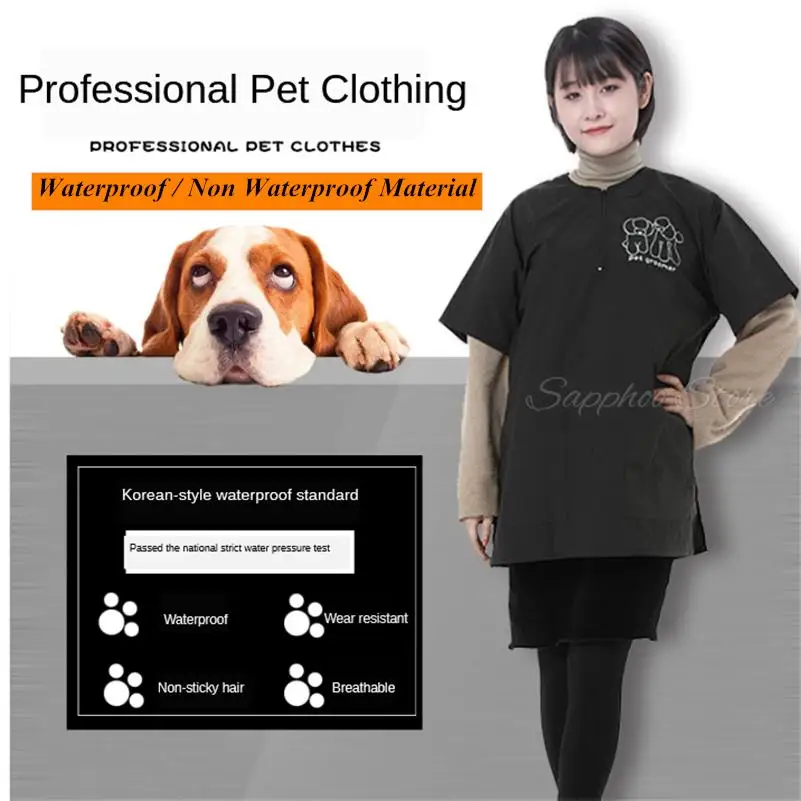 Waterproof  Pet Beautician Work Clothes Apron For Dog Hairdressing Grooming Pet Store Beauty Robe Dress Dog Accessories G0109