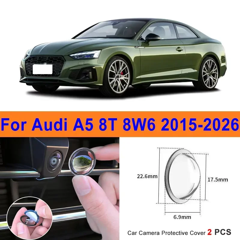 

360 Reverse Image Car Camera Cover Anti-Scratch PC Lens Protector Stickers For Audi A5 8T 8W6 2015-2026 2Pcs