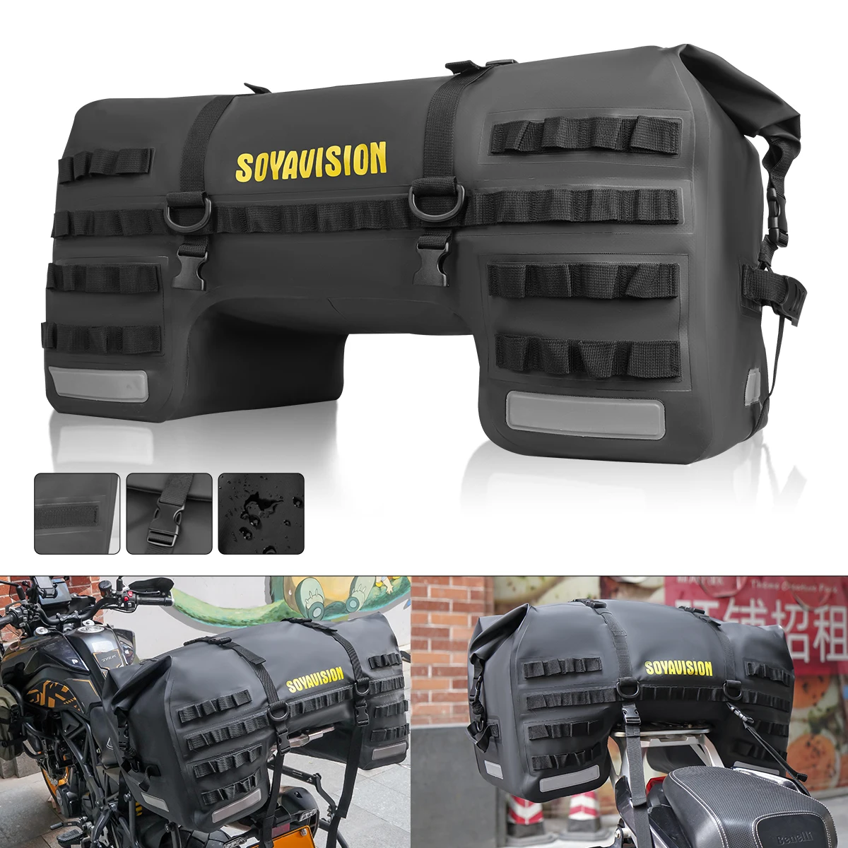 Universal Motorcycle Pannier Bags tail bag Luggage Saddle Bags Side Storage Travel Pouch Box Motorcycle Helmet Bag for Riding