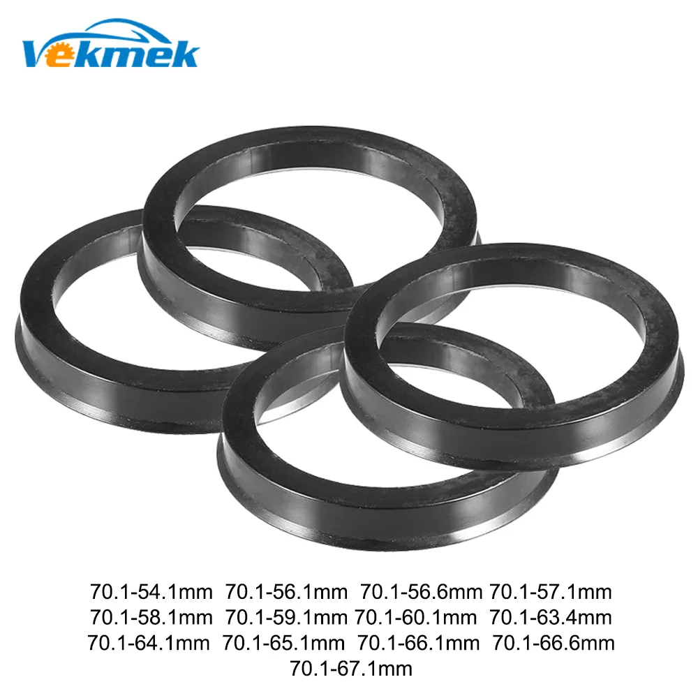 VEKMEK 4pcs 70.1-54.1/56.1/56.6/57.1/58.1/59.1/60.1/63.4/64.1/65.1/66.1/66.6/67.1mm Black Plastic Wheel Hub Centric Rings