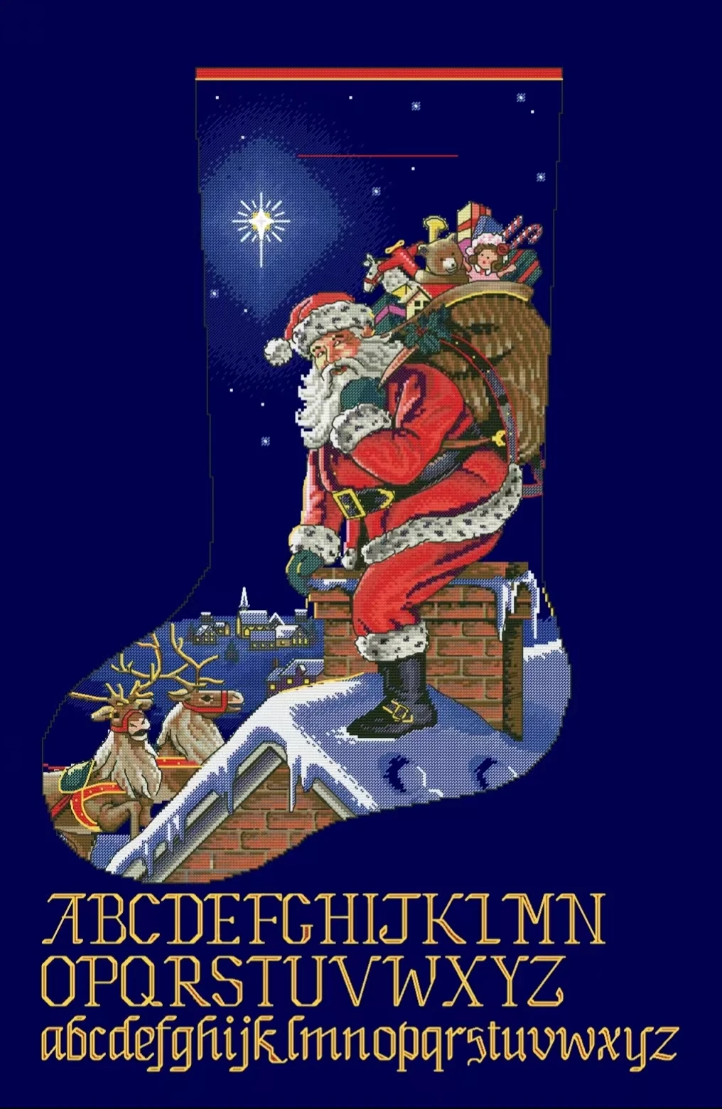 

Rooftop Santa socks 18CT 16CT 14CT Unprinted Top Quality Cross Stitch Kits Embroidery Art DIY Handmade Needlework Home Decor