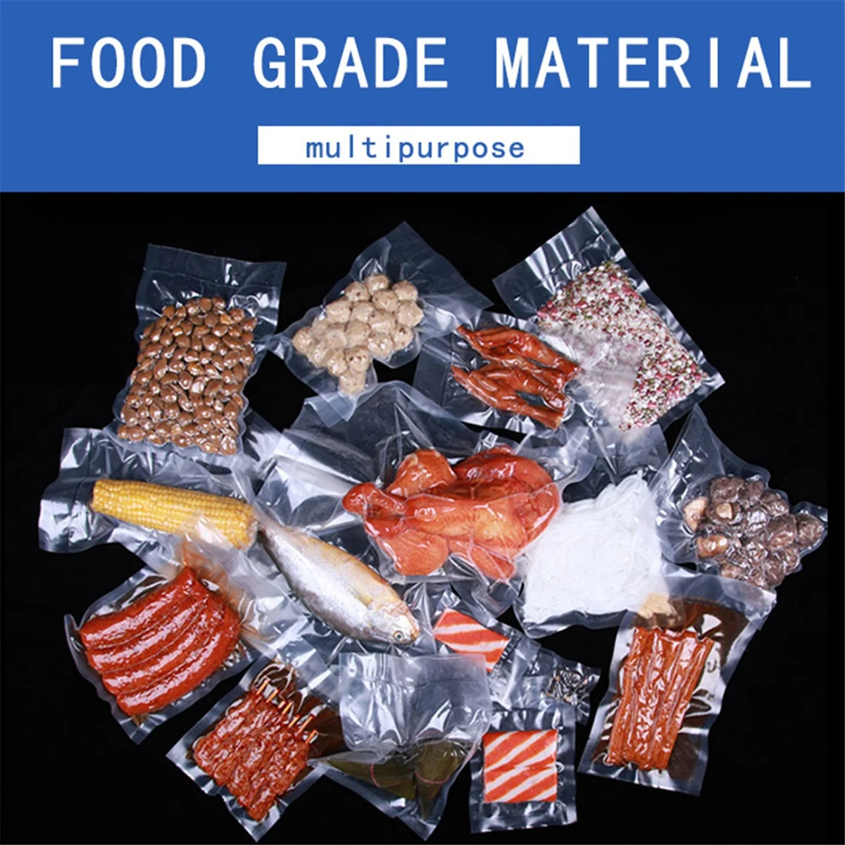 Новые 100 шт. пакеты для вакуумного упаковщика 20x30 см с отрывными выступами, прозрачные пластиковые плоские пакеты, пакеты для упаковки пищевых продуктов