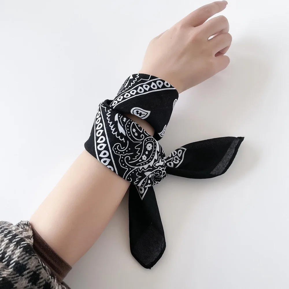 Paisley Print Polycotton Square Scarf Women Men 50cm Hip Hop Dance Bandana Cycling Mask Outdoor Sports Multi-functional Scarf