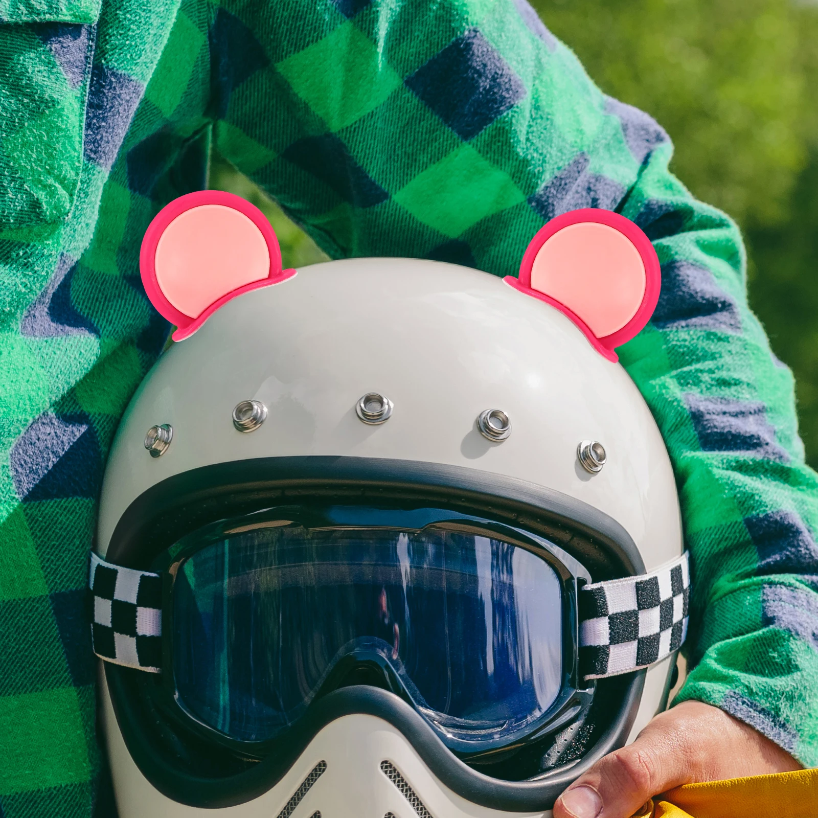 

12pcs Motorcycle Bear Ear Decorations: Self-Adhesive Cute Ears For Scooter Electric Bike Helmets Durable Pvc Universal