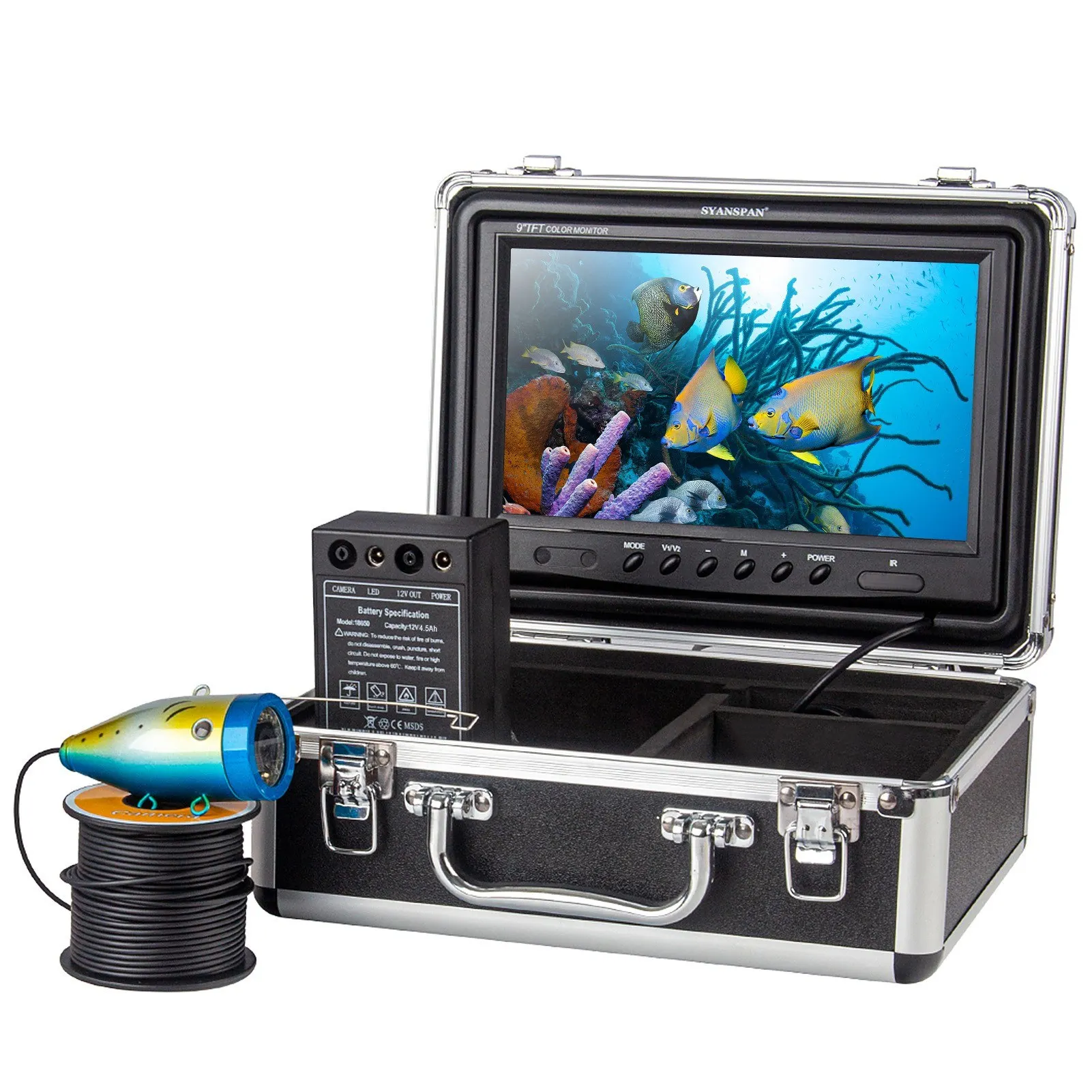 

9 Inch 1200TVL Underwater Fishing Camera Fish Finder 12 Infrared LED Lamps 15M/30M/50M for Ice Sea Fishing
