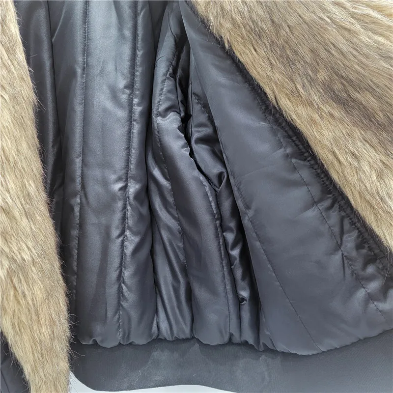 HKSH 2025 Winter New Women's Wadded Jacket Faux Fur Turn-down Collar Patchwork Color Block Luxury Trend Warm Padded Coat HK14624