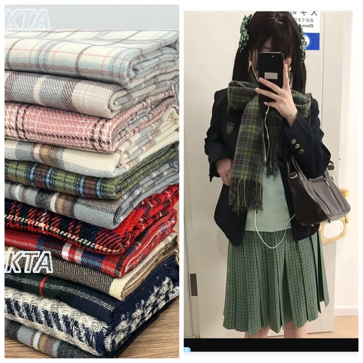 

Милый нежный осенне-зимний новый клетчатый шарф, женский универсальный теплый шарф Jk для колледжа, шарф в стиле Лолиты, аксессуары для одежды для женщин