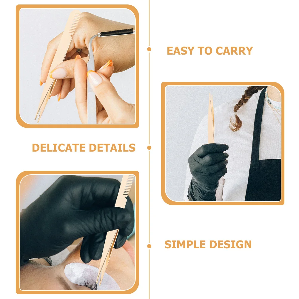 3 قطعة ملاقط تمديد الرموش من الفولاذ المقاوم للصدأ أداة الرموش مع مشط لتجعيد الرموش وتطبيق أداة التجميل الاحترافية