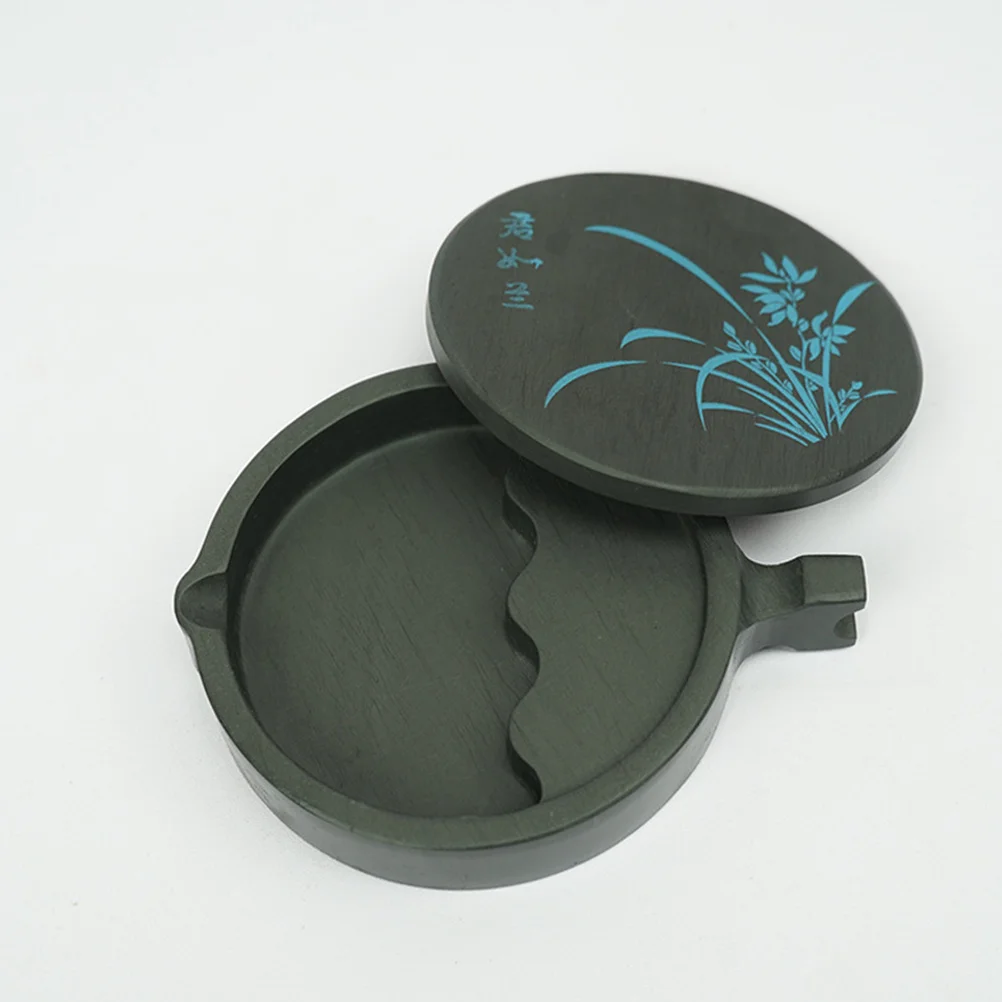 

1Pcs Fish Shape Inkstone 4 Inch Traditional Calligraphy Tool Durable Easy to Use with Cover Calligraphy Inkstone